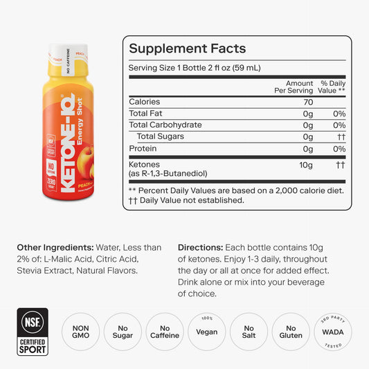 Ketone-IQ shot abierto con líquido claro mostrando textura y facilidad de tomar