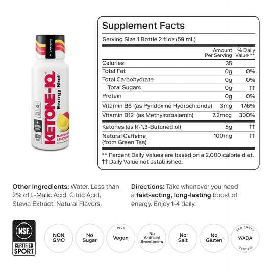 Ketone-IQ textura del líquido cerca resaltando la claridad y pureza de ingredientes