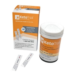 KetoTrak frente del envase mostrando 50 tiras y ahorro