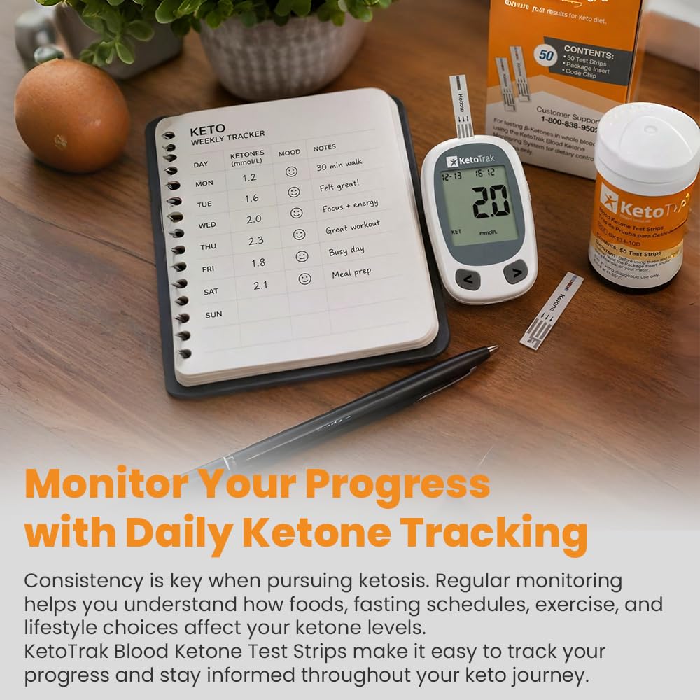 KetoTrak conjunto de 50 tiras listo para pruebas frecuentes
