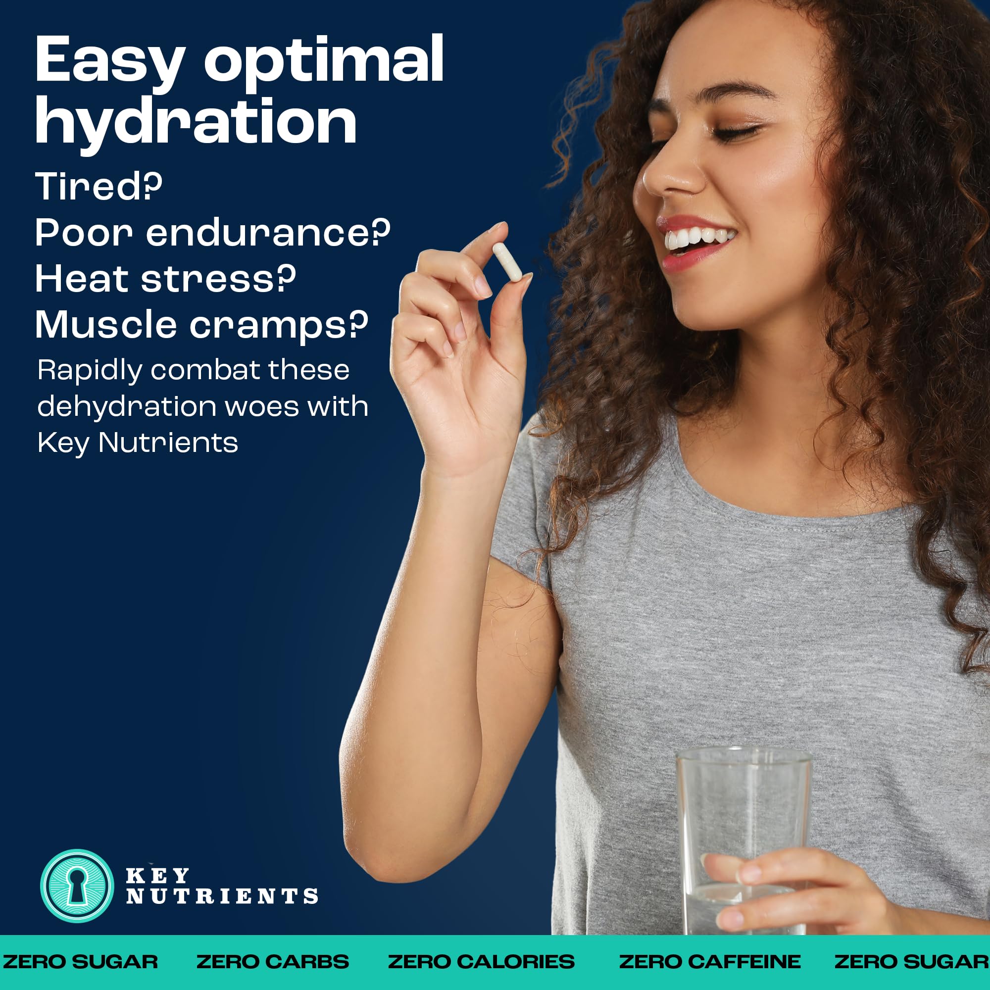 KEY NUTRIENTS cápsulas vegetales en primer plano, textura fácil de tragar