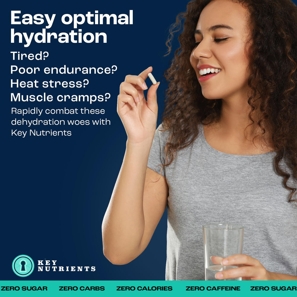 KEY NUTRIENTS cápsulas vegetales en primer plano, textura fácil de tragar