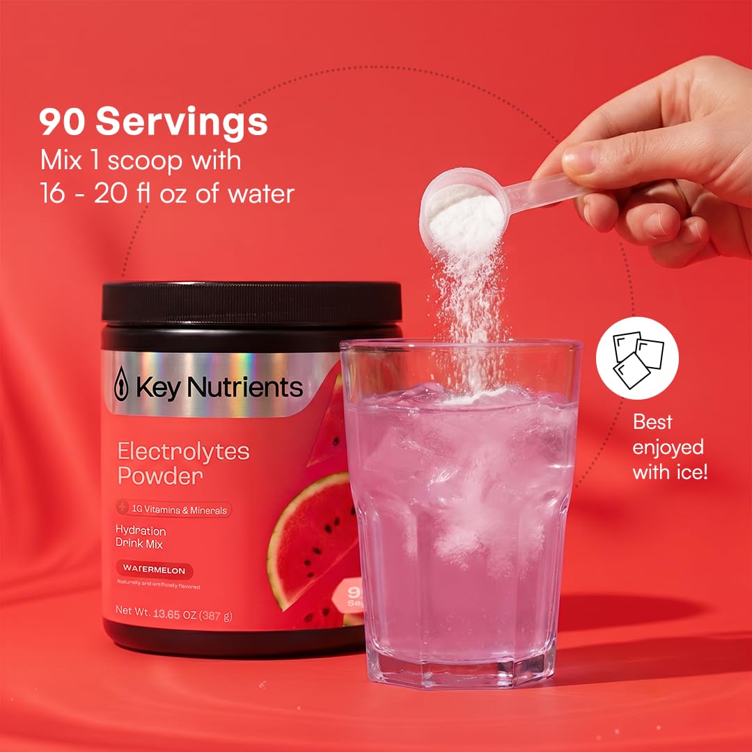 KEY NUTRIENTS etiqueta nutrimental mostrando electrolitos y vitaminas