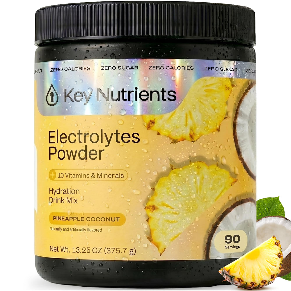 KEY NUTRIENTS frente del envase que muestra sabor y beneficios
