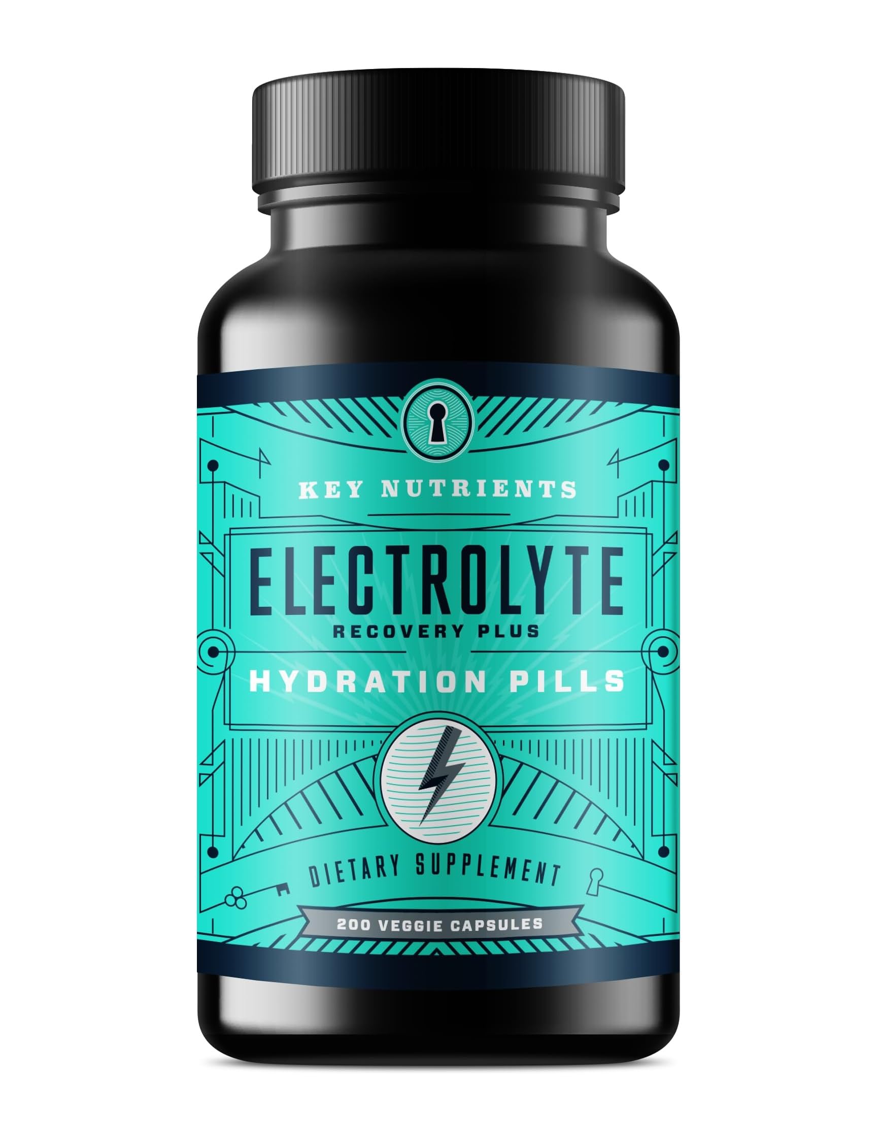 KEY NUTRIENTS envase frontal mostrando 200 cápsulas para hidratación rápida