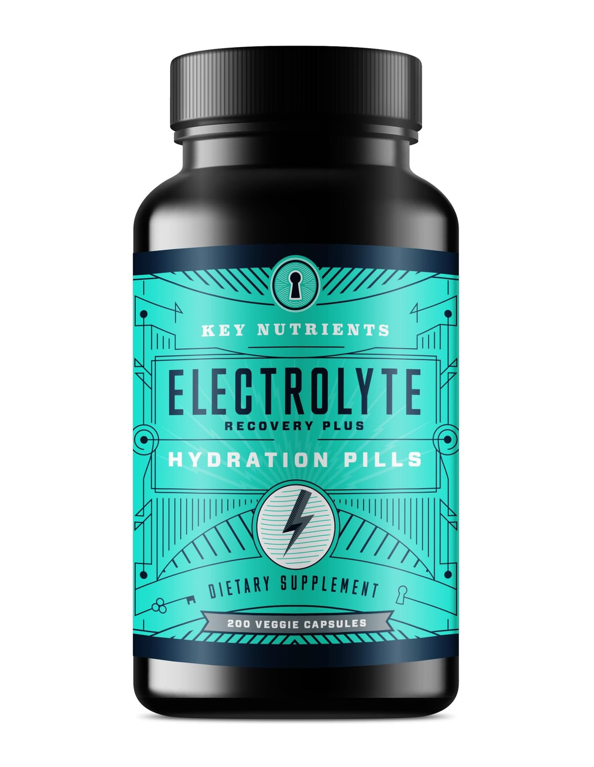 KEY NUTRIENTS envase frontal mostrando 200 cápsulas para hidratación rápida
