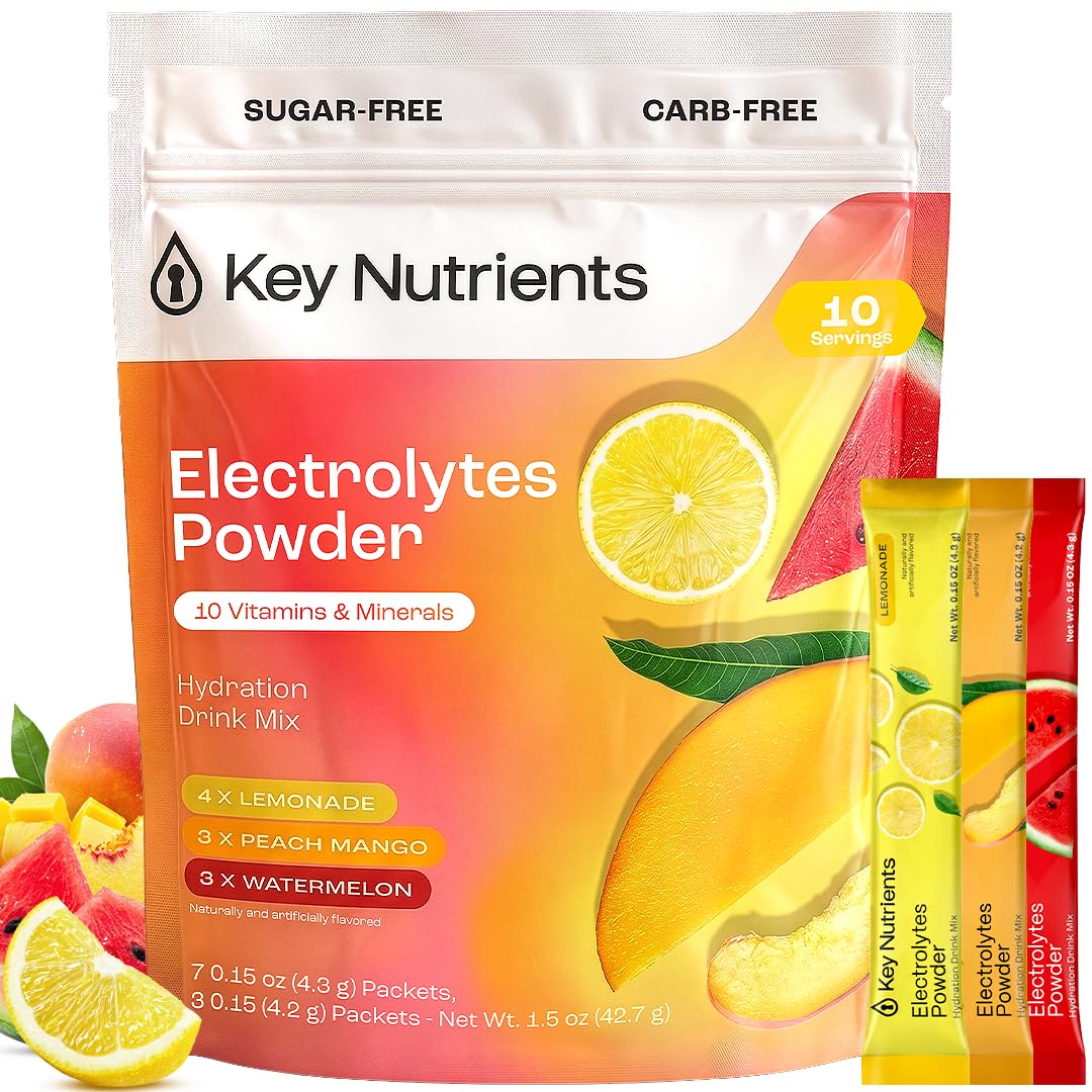 KEY NUTRIENTS frente del paquete mostrando variedad y portabilidad