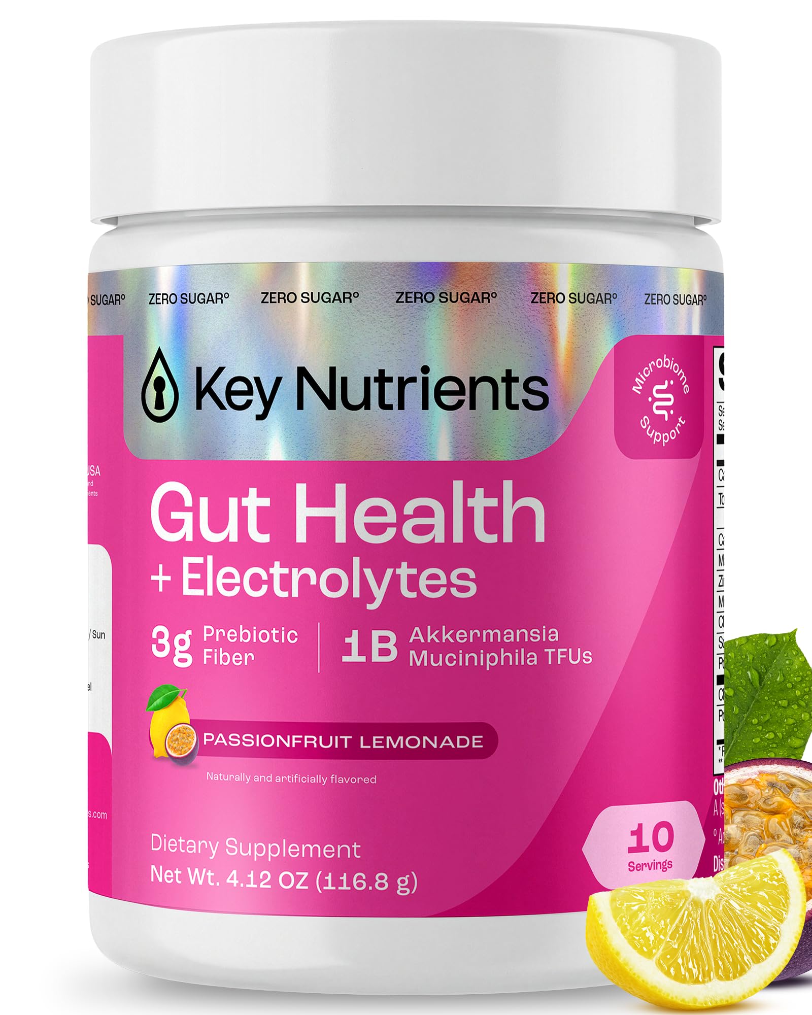 KEY NUTRIENTS frontal del paquete mostrando marca y sabor