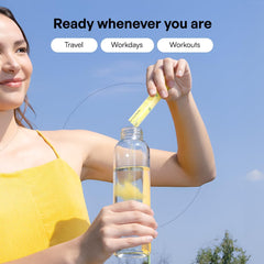 KEY NUTRIENTS sobre abierto con polvo listo para mezclar y conveniencia