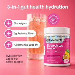 KEY NUTRIENTS sobre abierto con polvo listo para mezclar, práctico