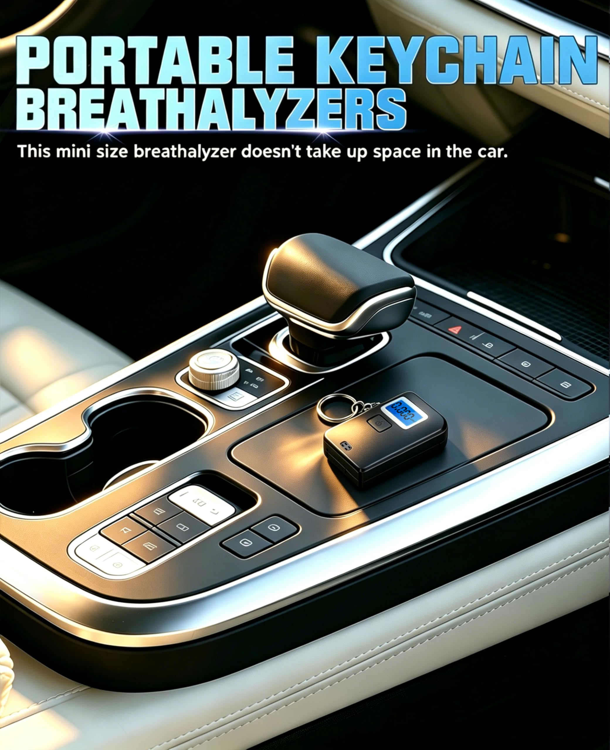 Keychain Breathalyzer con cinco boquillas reemplazables, higiene segura