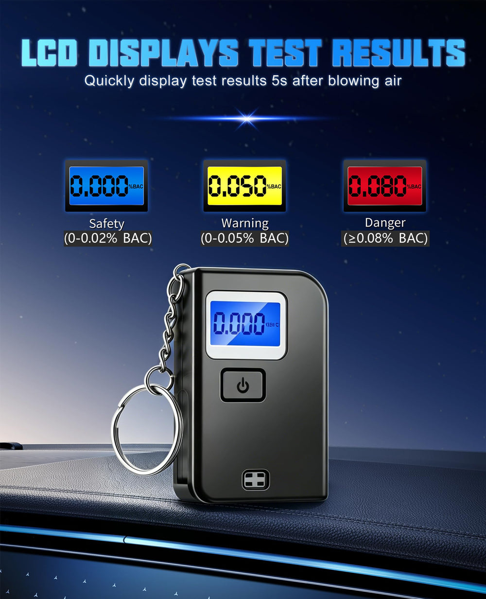 Keychain Breathalyzer detalle del sensor semiconductor, precisión mejorada