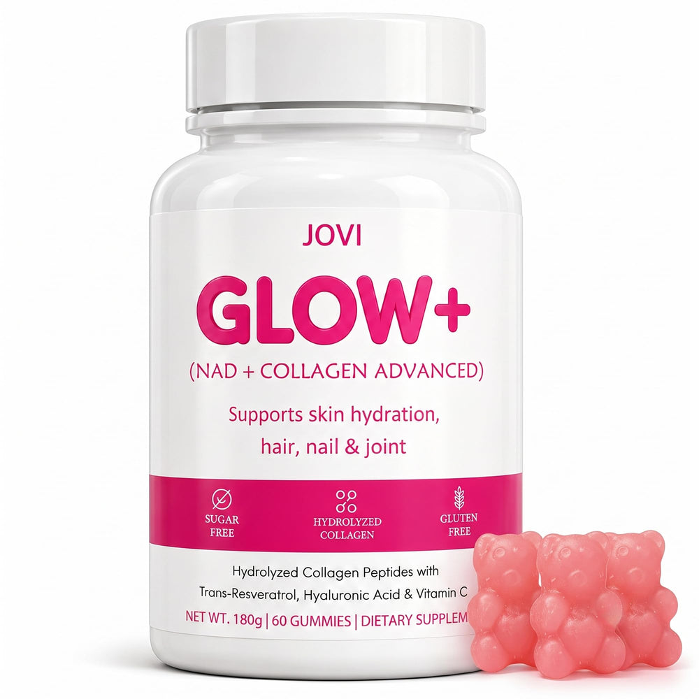KFASJON frasco frontal de Jovi Glow+ mostrando diseño y cantidad