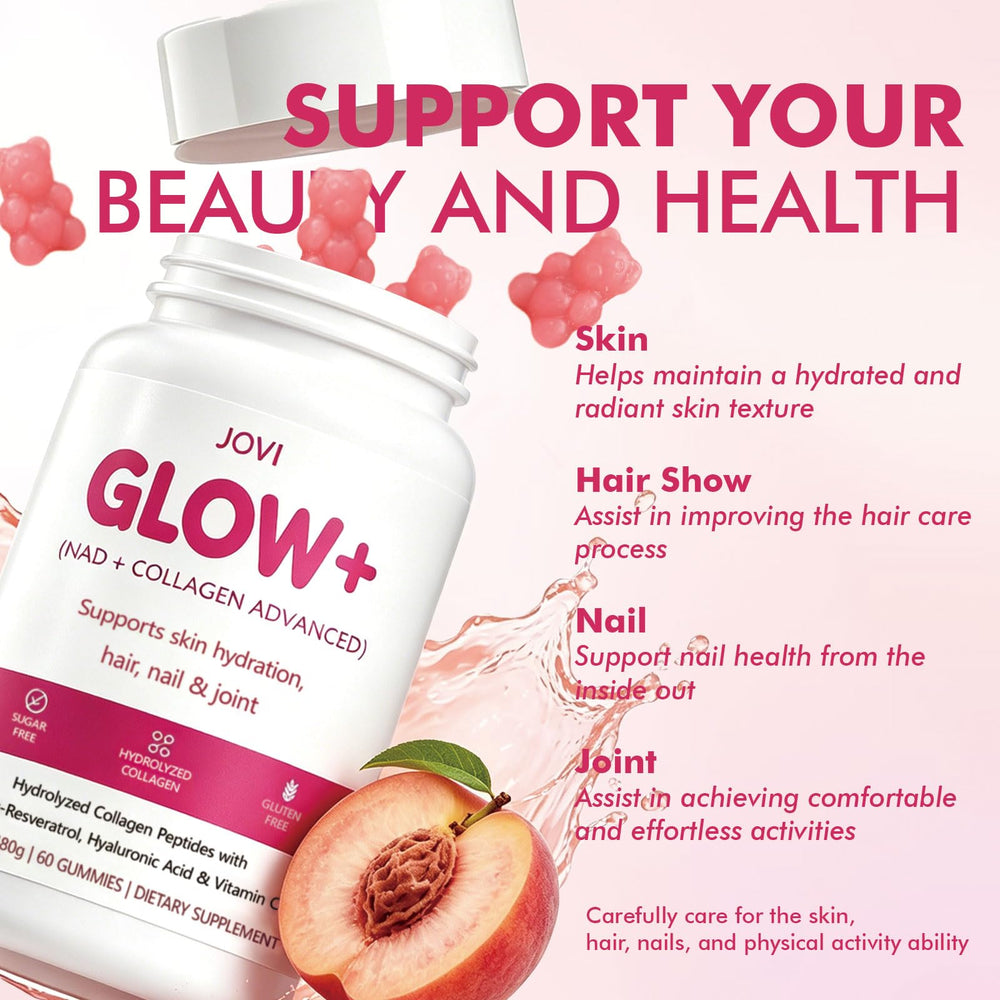 Ingredientes cercanos de Jovi Glow+ KFASJON: colágeno y ácido hialurónico