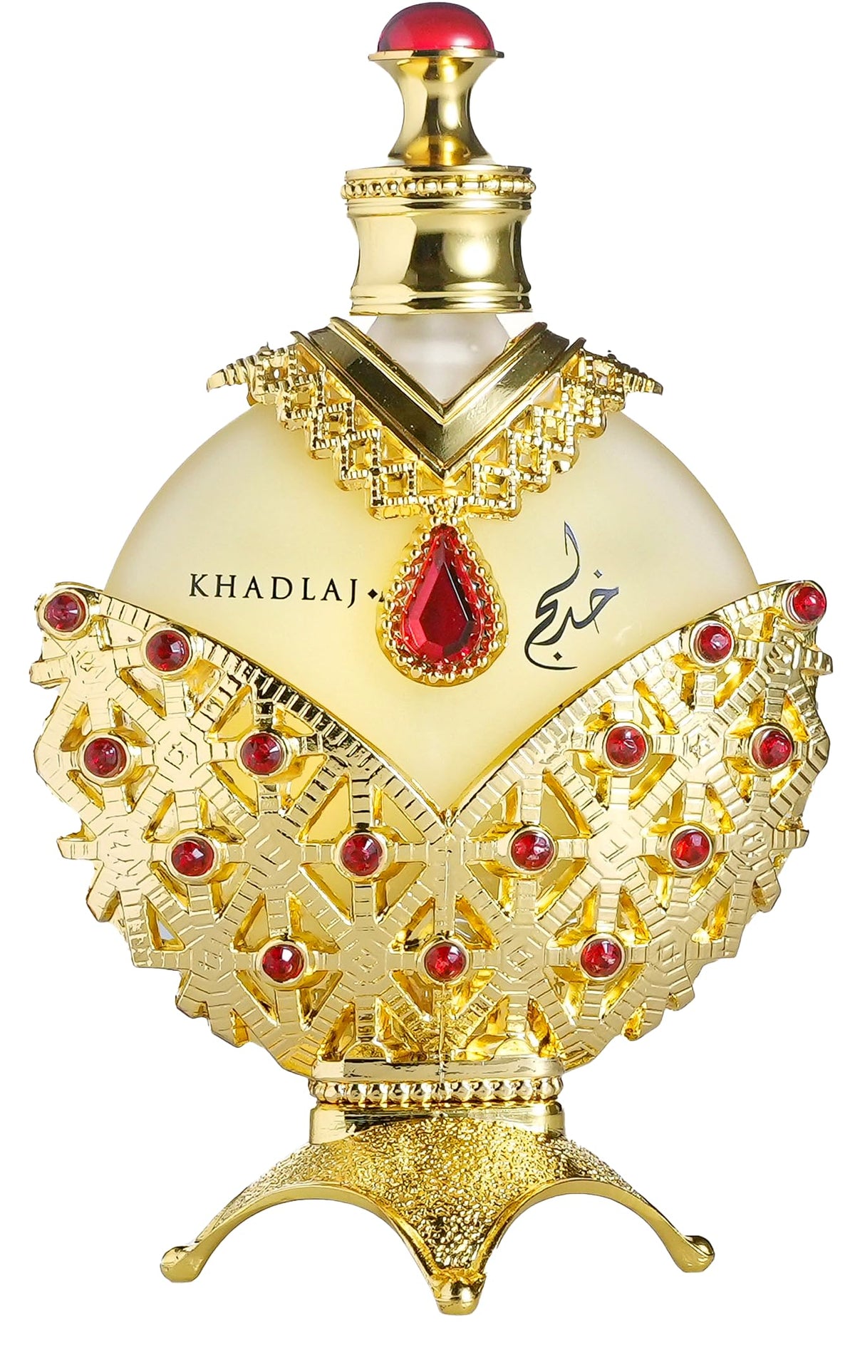 KHADLAJ PERFUMES frasco delantero mostrando diseño elegante y lujo