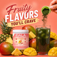 Kiala Nutrition vaso preparado frío con color tropical, refresca y nutre