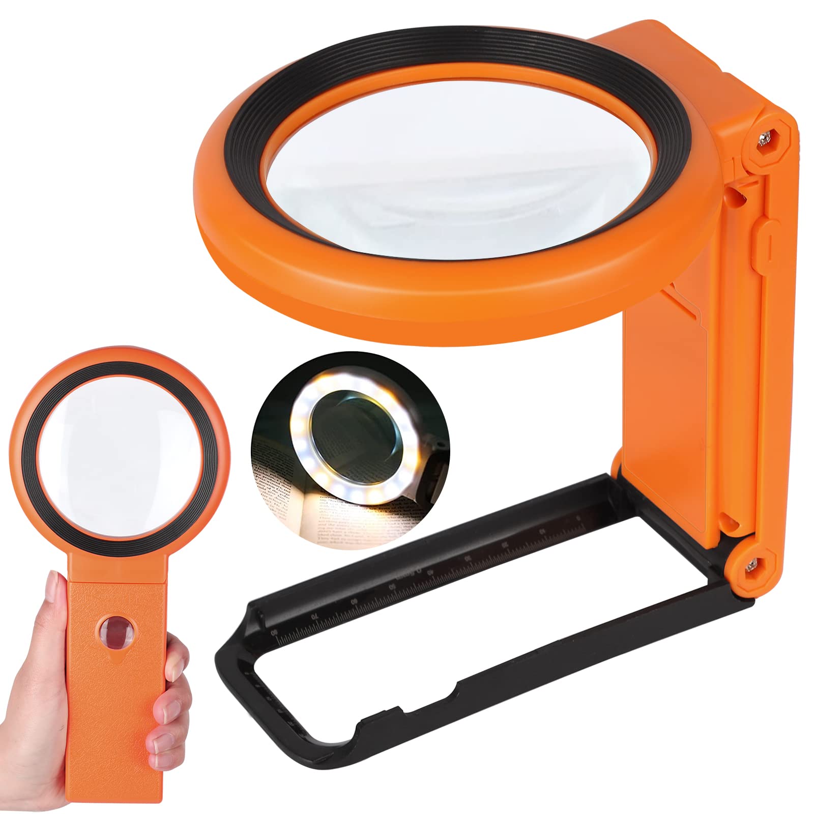 KIBTOY lupa frontal iluminada con 18 LEDs para mejor visibilidad