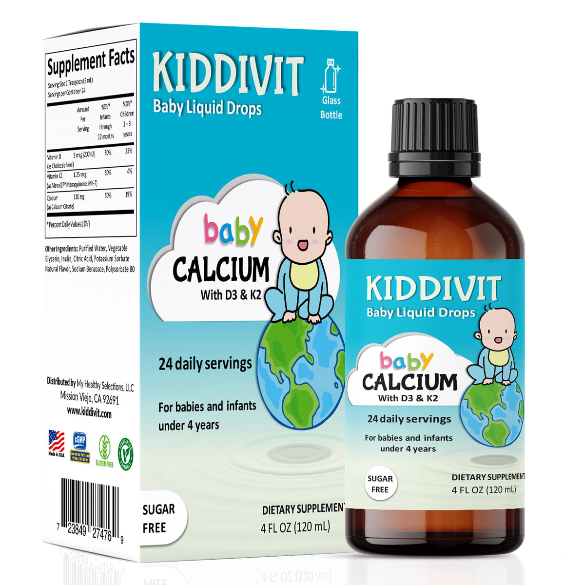 Kiddivit paquete frontal mostrando información clara y dosis fácil