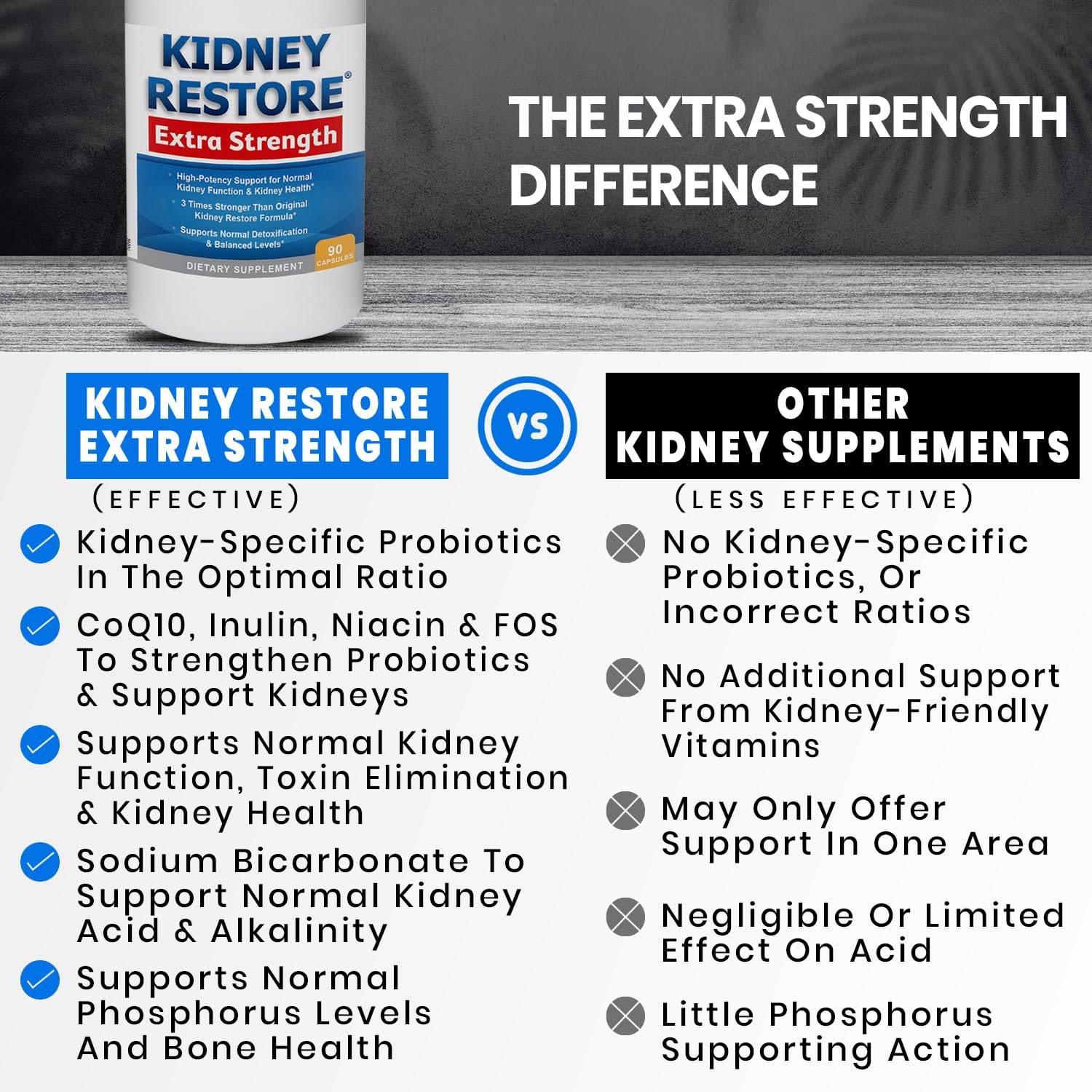 Etiqueta de Kidney Restore con ingredientes clave legibles para transparencia