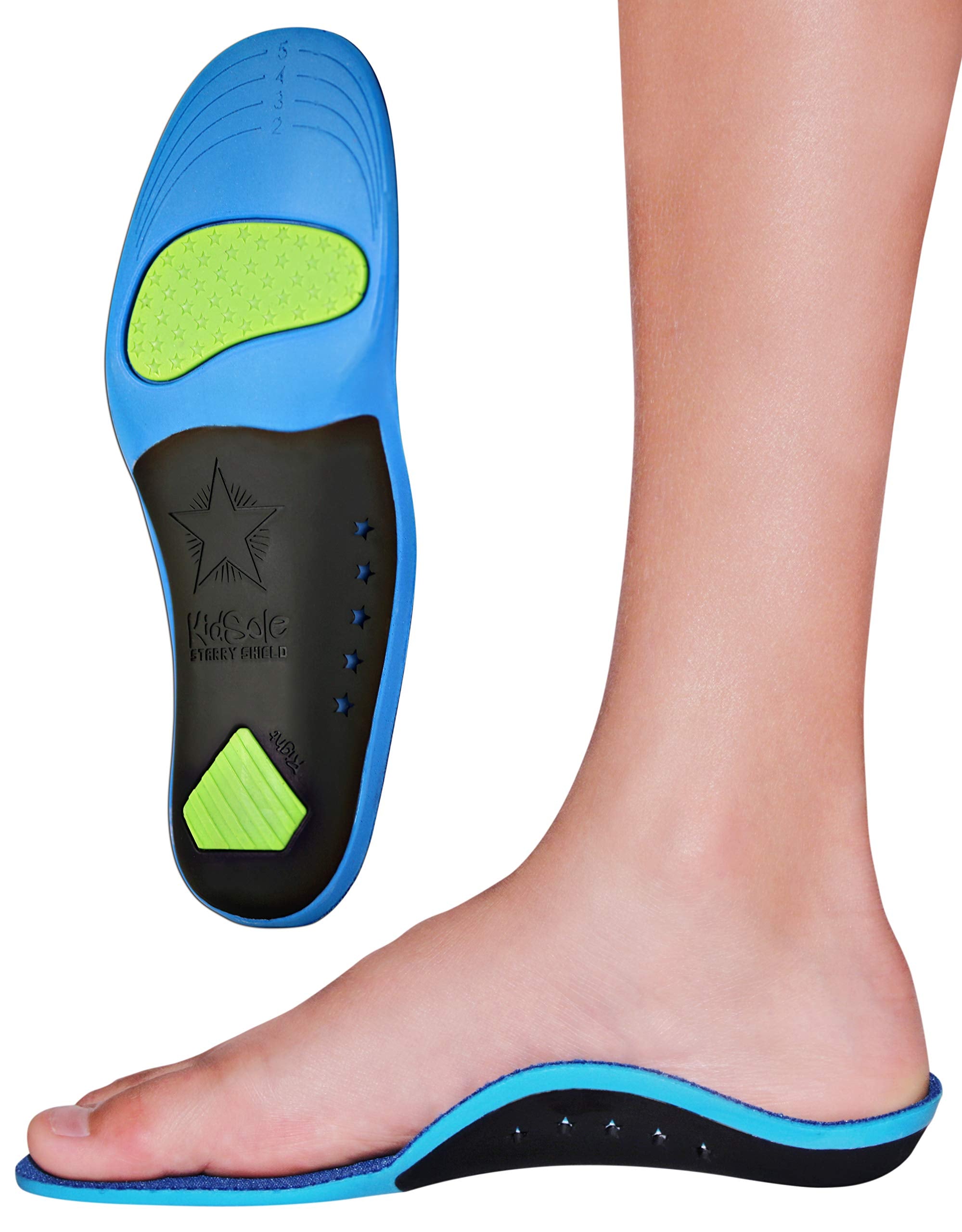 KidSole vista frontal del empaque mostrando la plantilla y talla