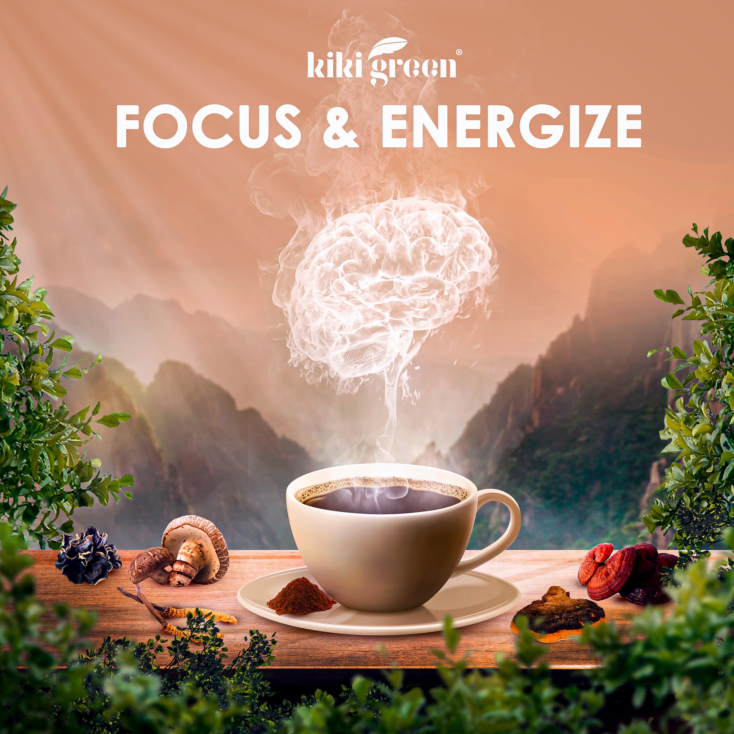 KIKI Green polvo añadido a café para foco y energía