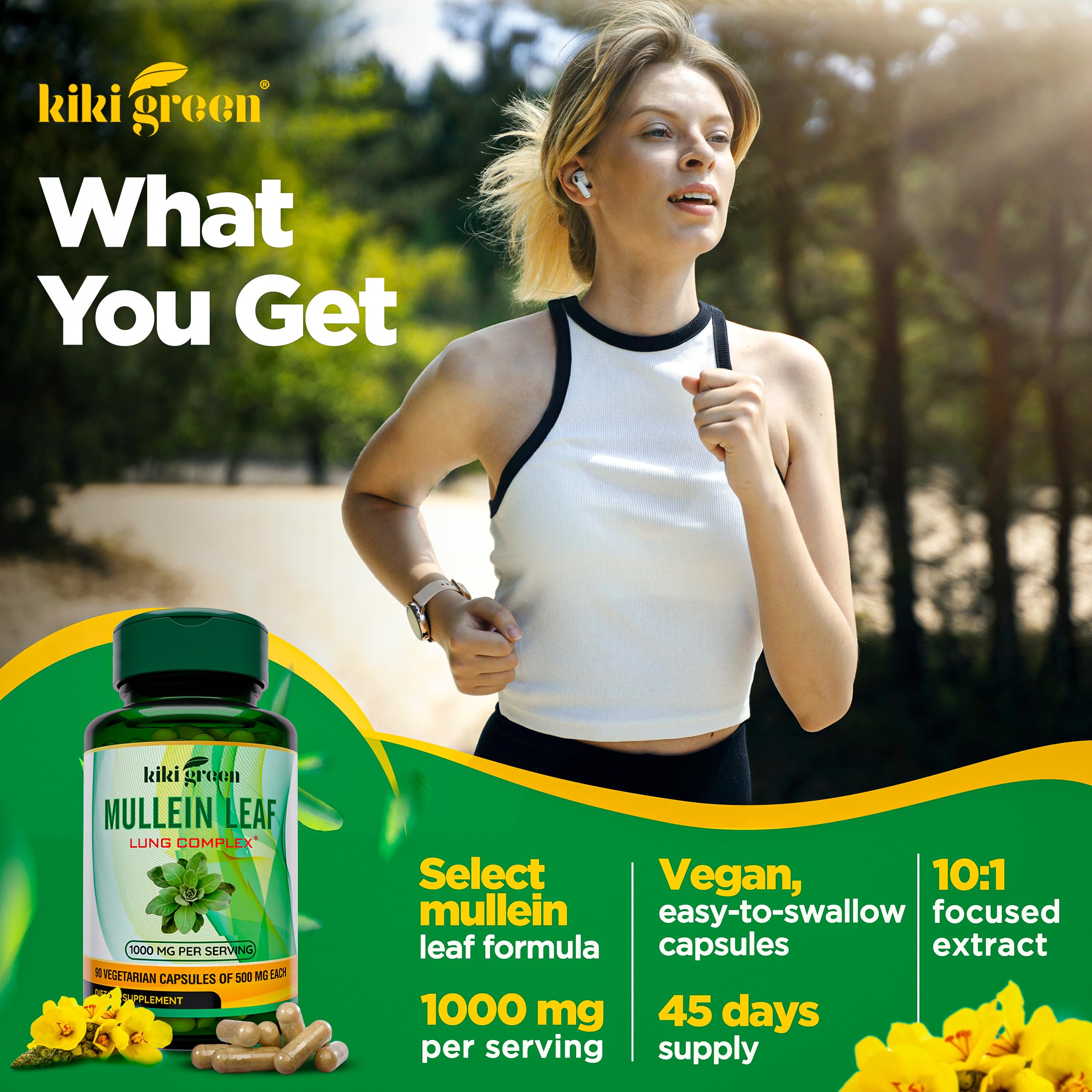 KIKI Green polvo de extracto de gordolobo que muestra concentración y pureza