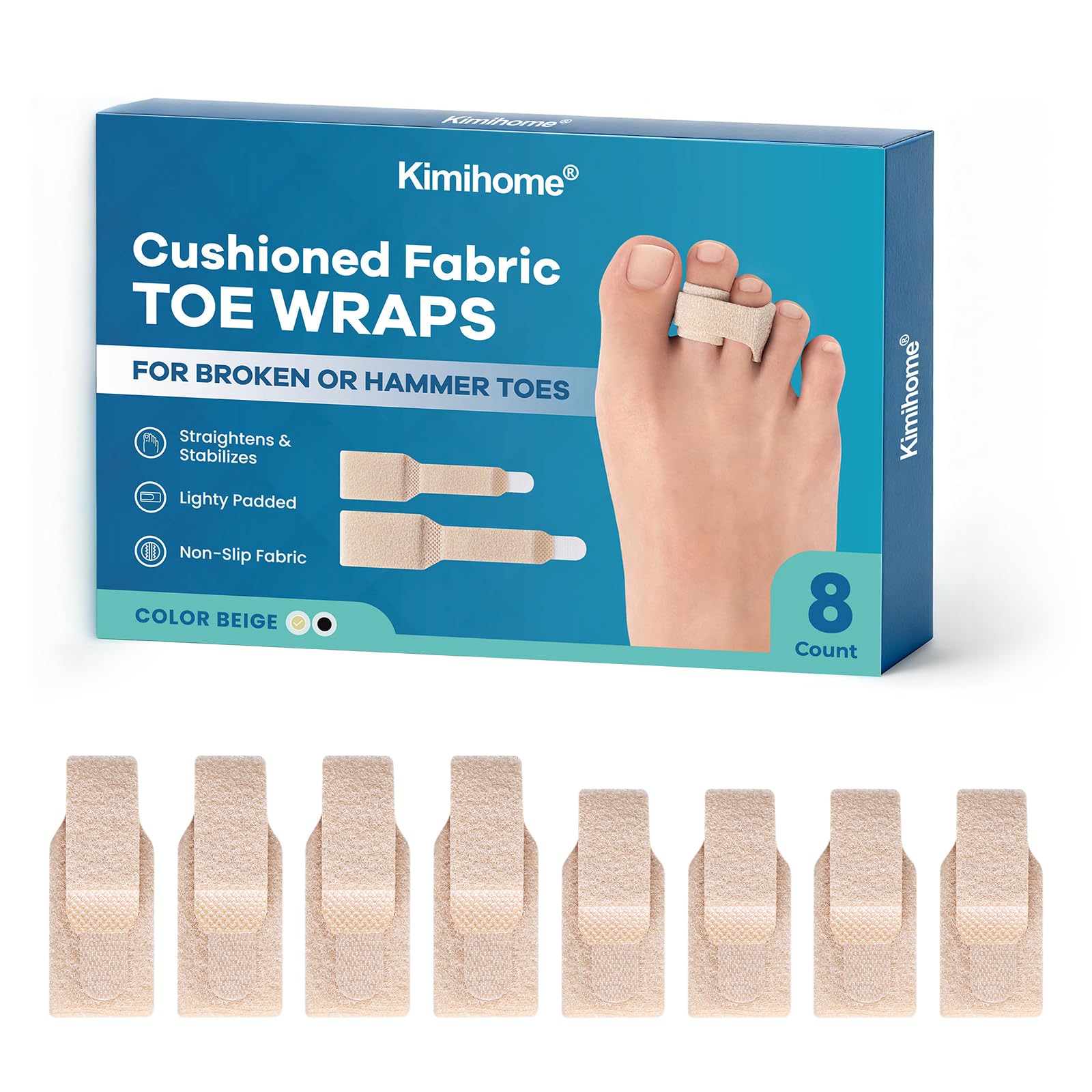 Kimihome empaque delantero mostrando 8 corregidores beige, protección discreta