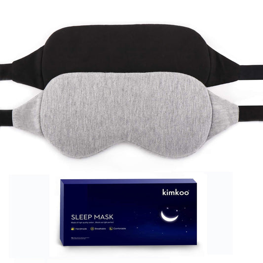 kimkoo antifaz empacado en funda negra y gris, fácil transporte