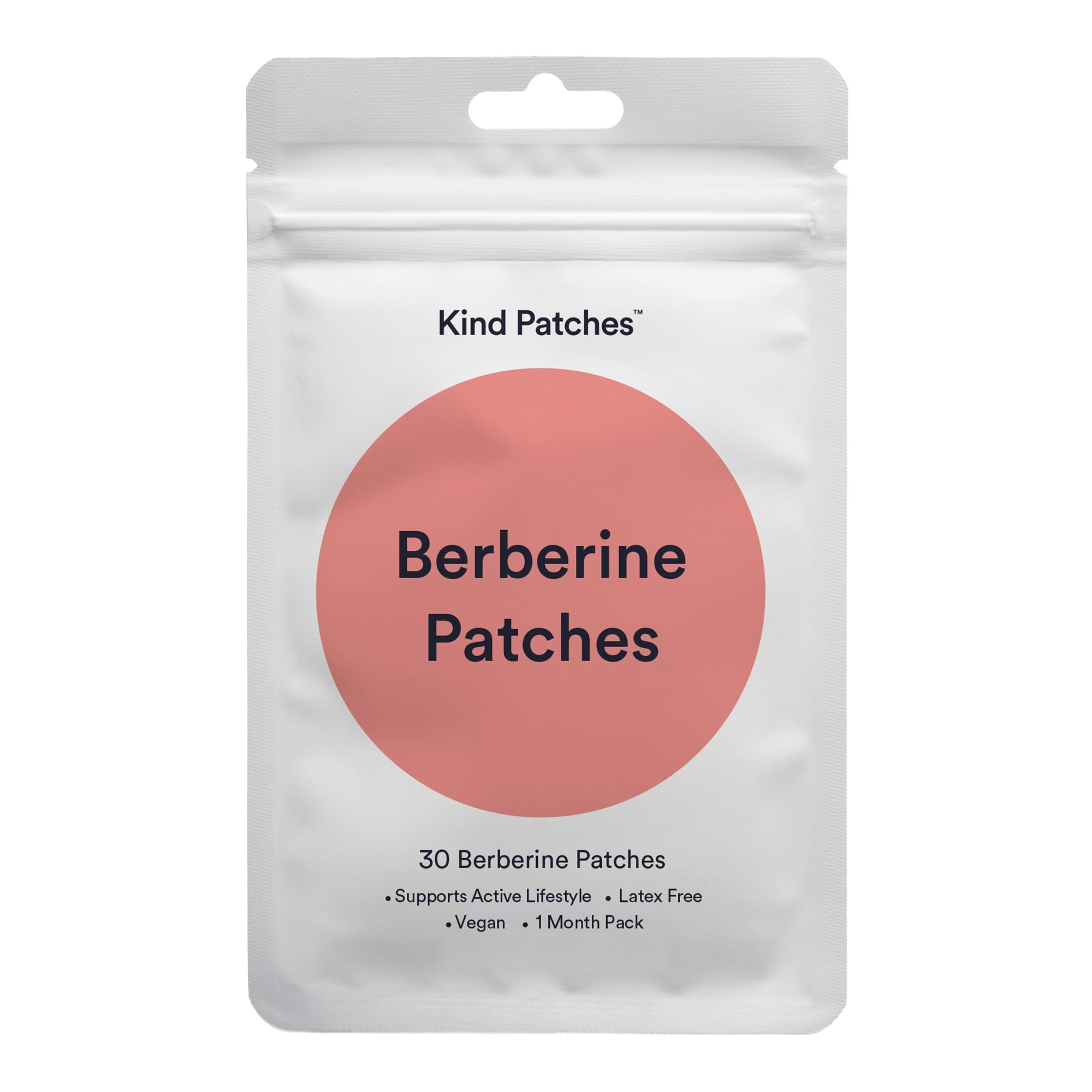 Kind Patches empaque frontal mostrando 30 parches y ventajas veganas