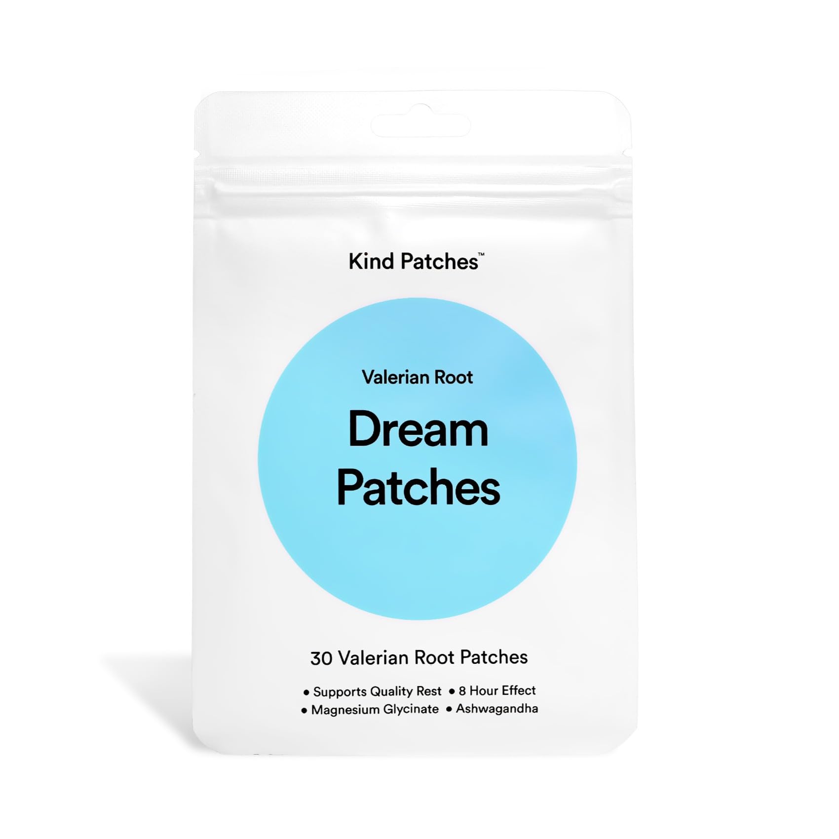 Kind Patches empaque frontal mostrando 30 parches y beneficios para relajación