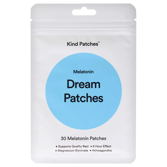 Kind Patches empaque frontal mostrando 30 parches y beneficios de sueño