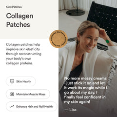 Etiqueta de Kind Patches con lista de ingredientes clave y beneficios