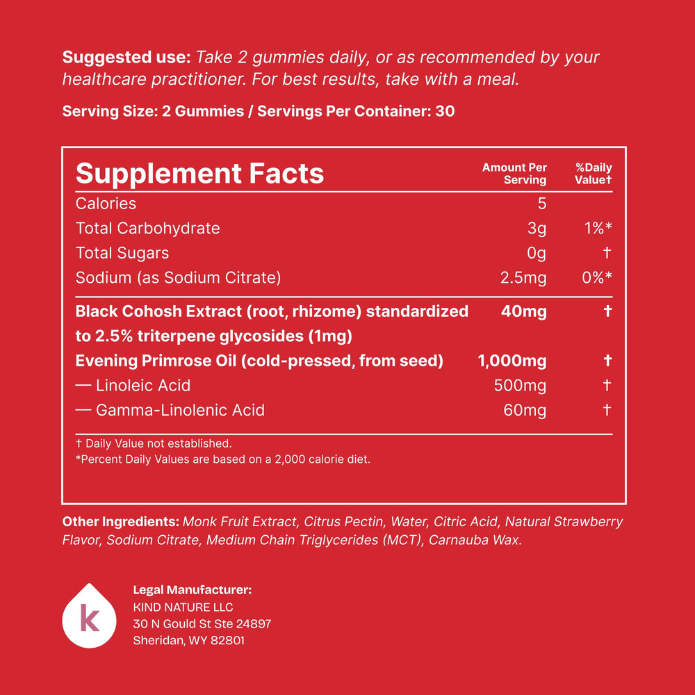 kindnature etiqueta informativa con ingredientes y garantías de calidad