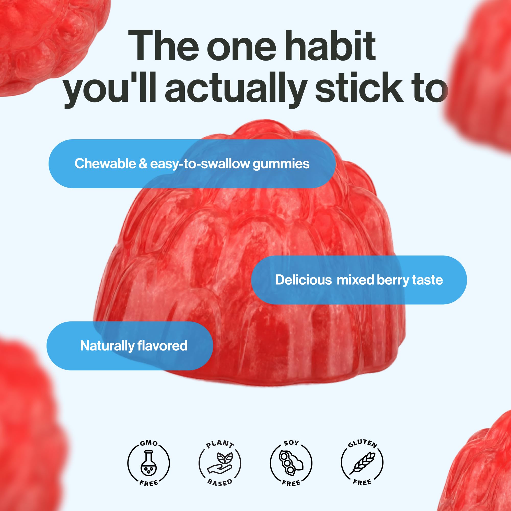 kindnature gomitas mixed berry en uso para una toma más fácil