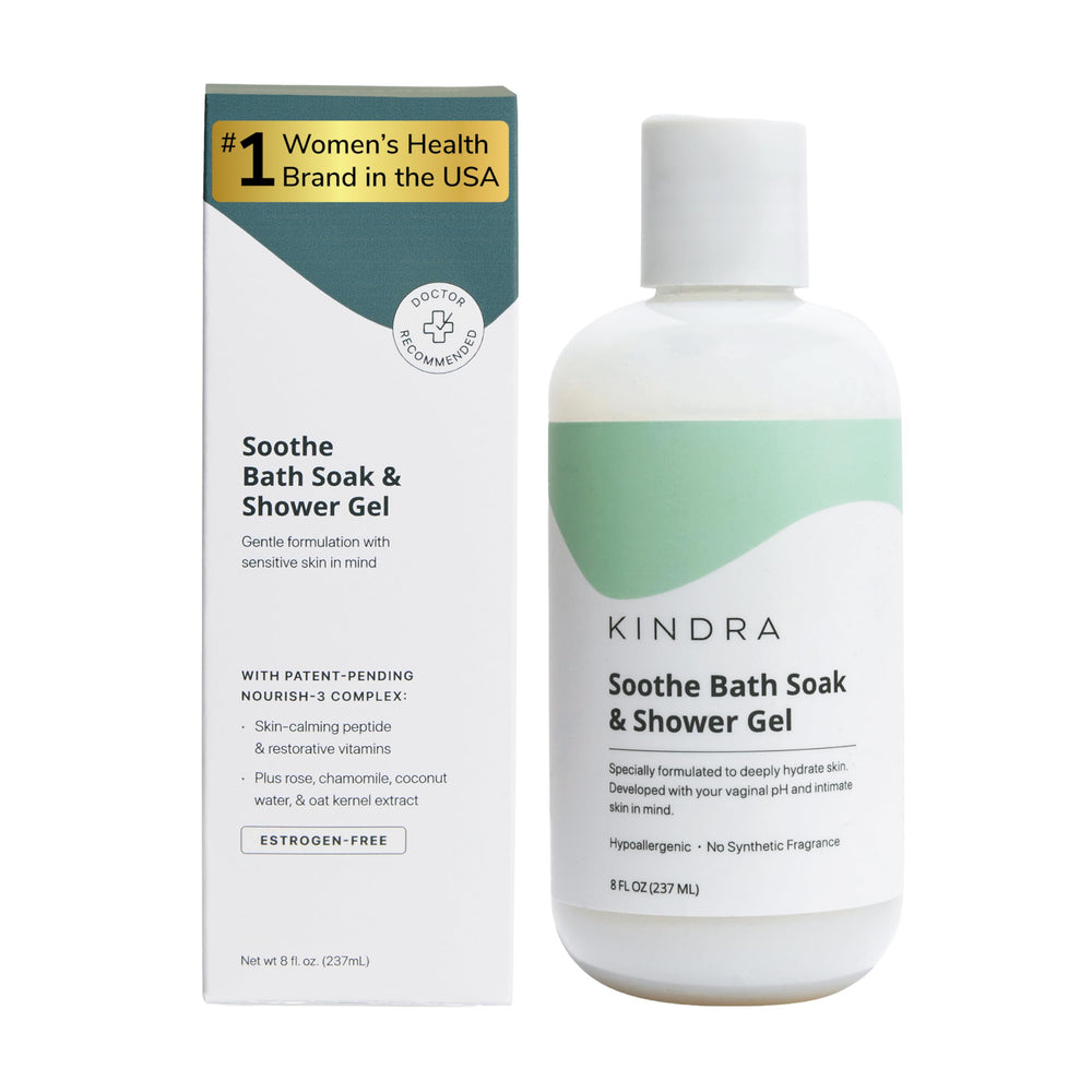 Kindra Soothe frente del envase mostrando diseño y beneficio de limpieza suave