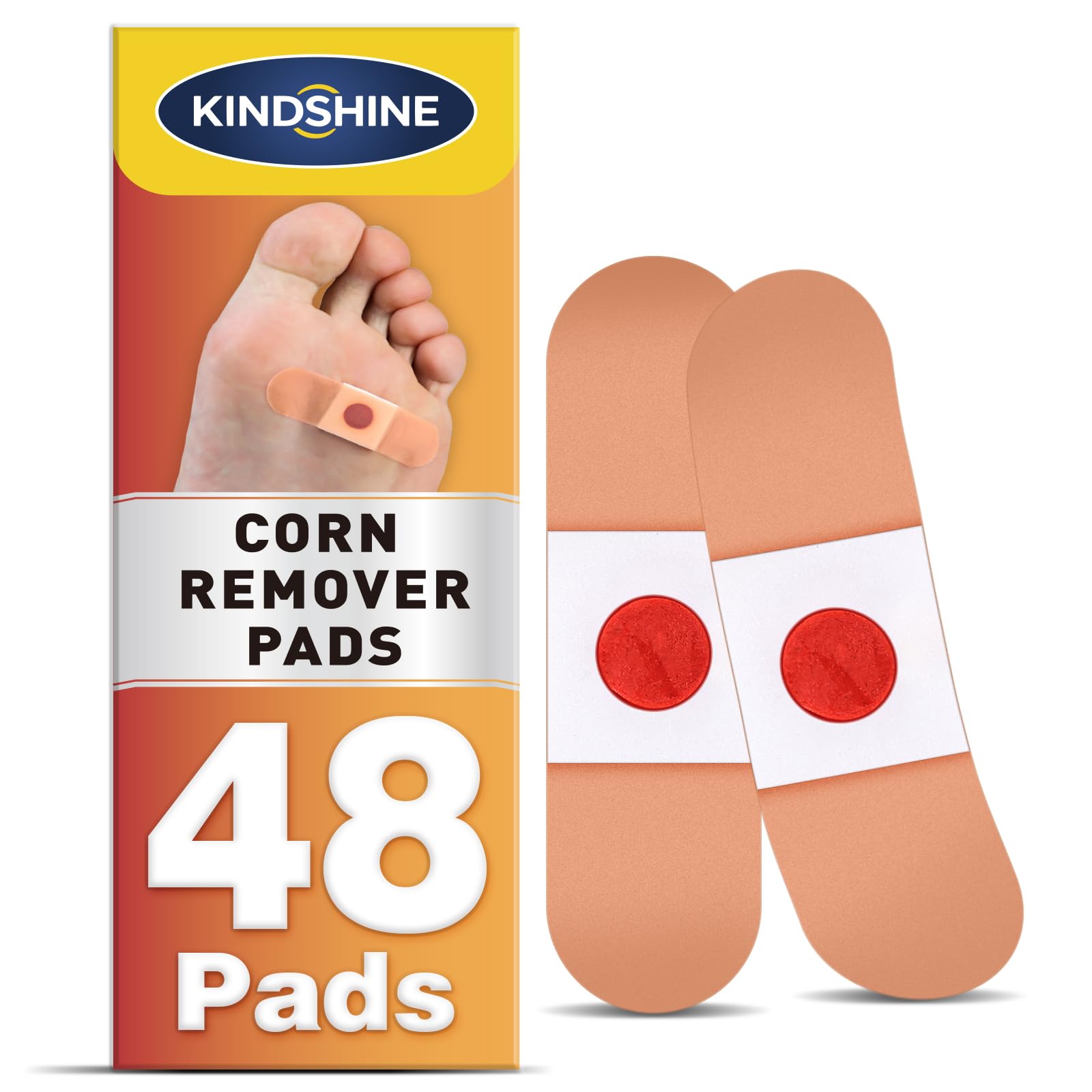 kindshine empaque frontal mostrando 48 parches, conveniencia y ahorro