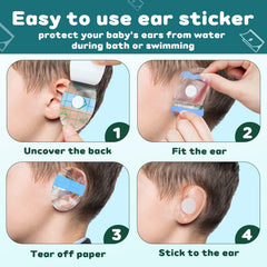 Kingdder parche en oreja de bebé durante la ducha ofreciendo protección