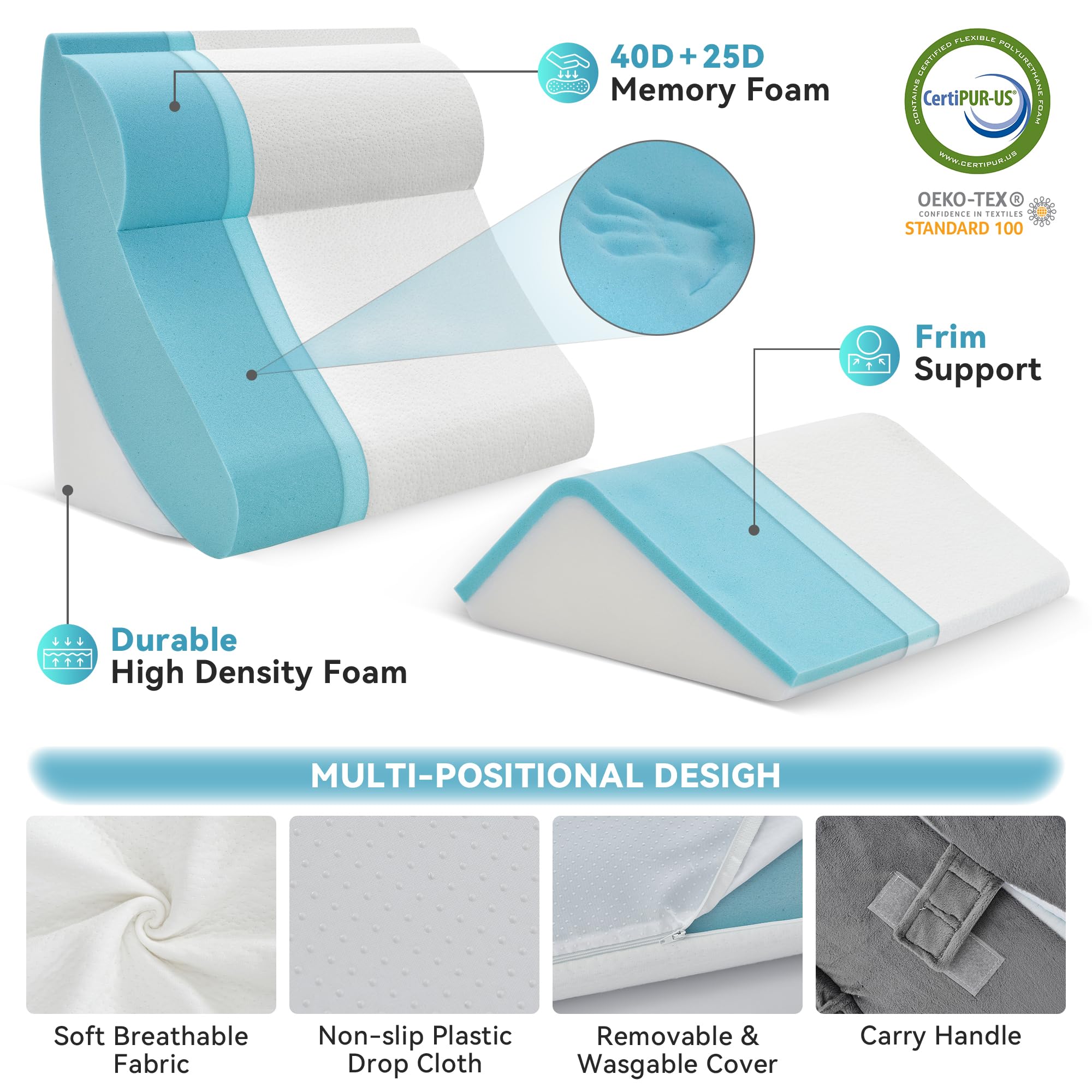 Kingfun primer plano de la espuma viscoelástica con soporte y comodidad