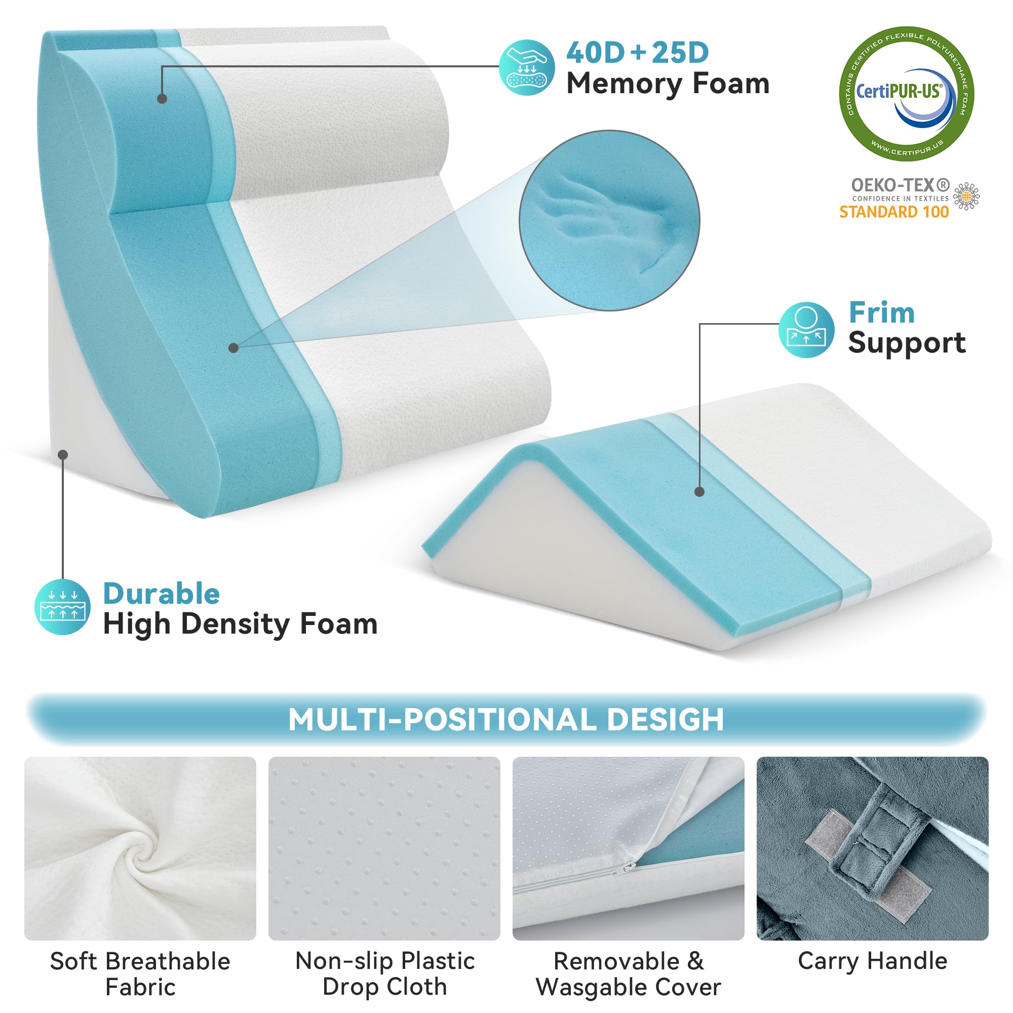 Kingfun primer plano de la textura de espuma viscoelástica que ofrece soporte adaptable