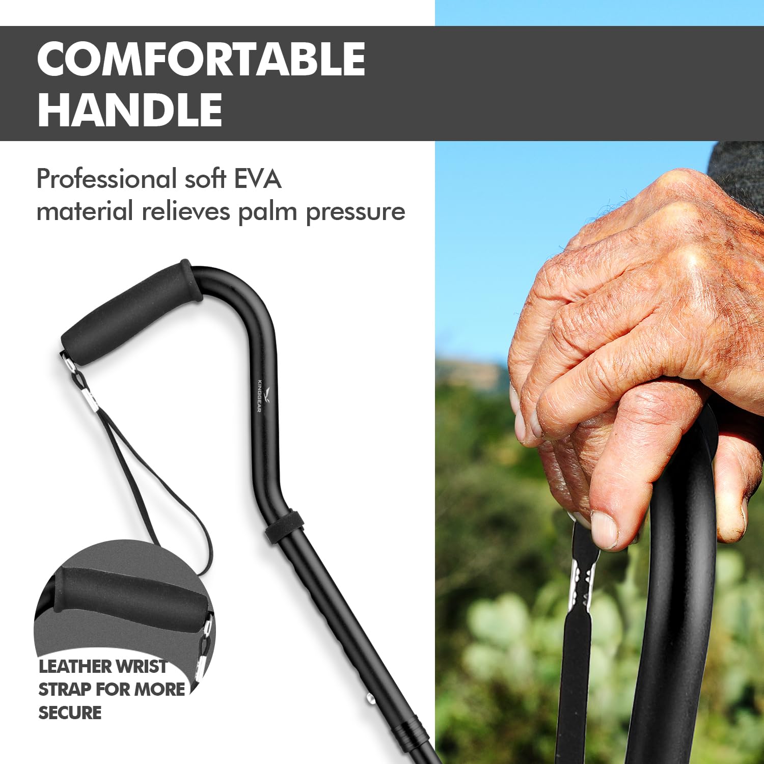 KINGGEAR bastón plegado compacto ideal para transporte y viaje