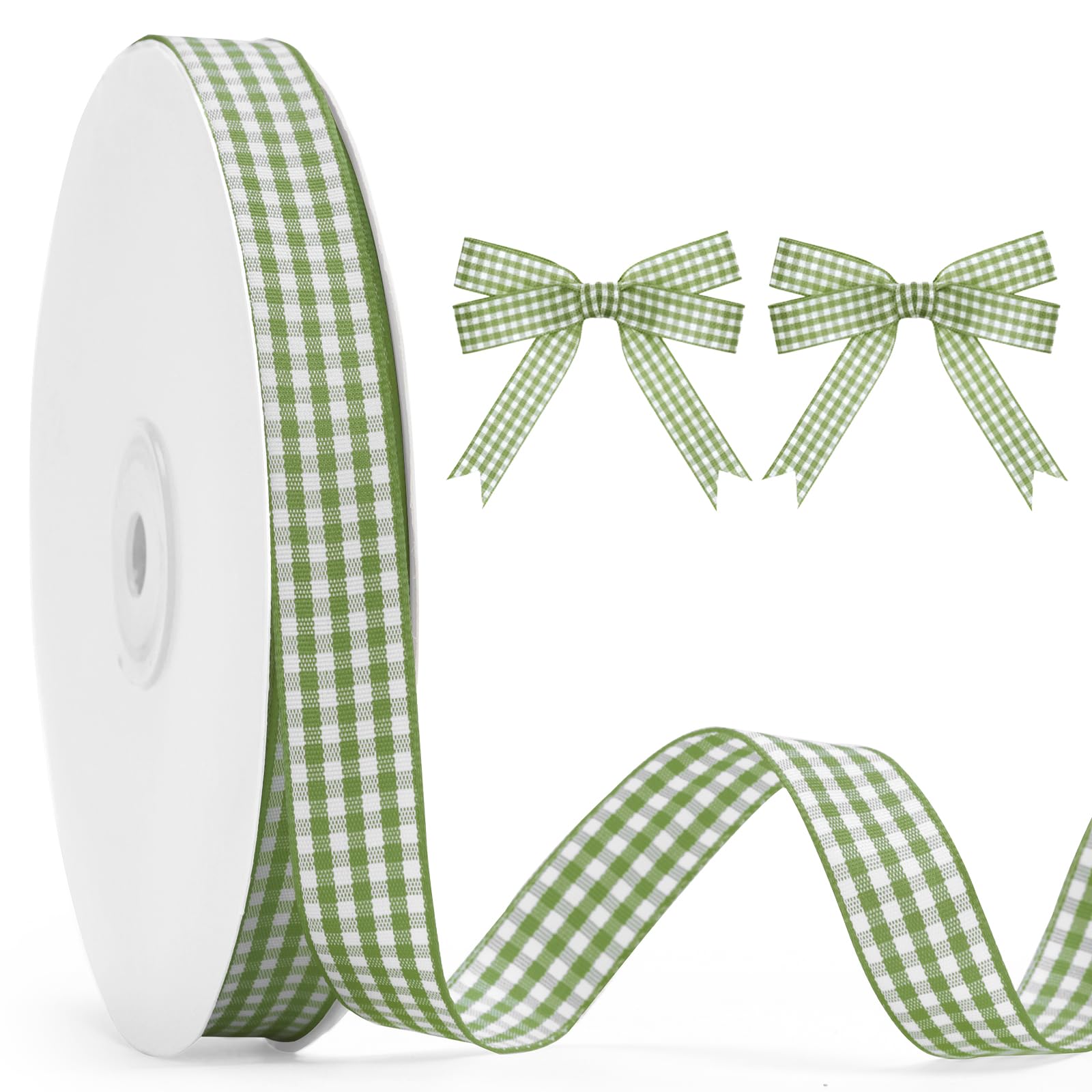 KINGLAKE cinta vichy frontal mostrando cuadros verde salvia y blanco, acabado elegante