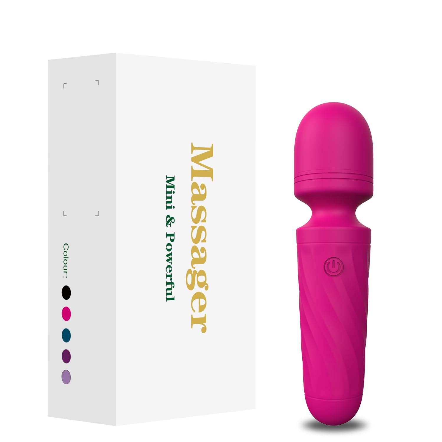 KINGWAND vista frontal del mini masajeador rosa, potencia y diseño compacto