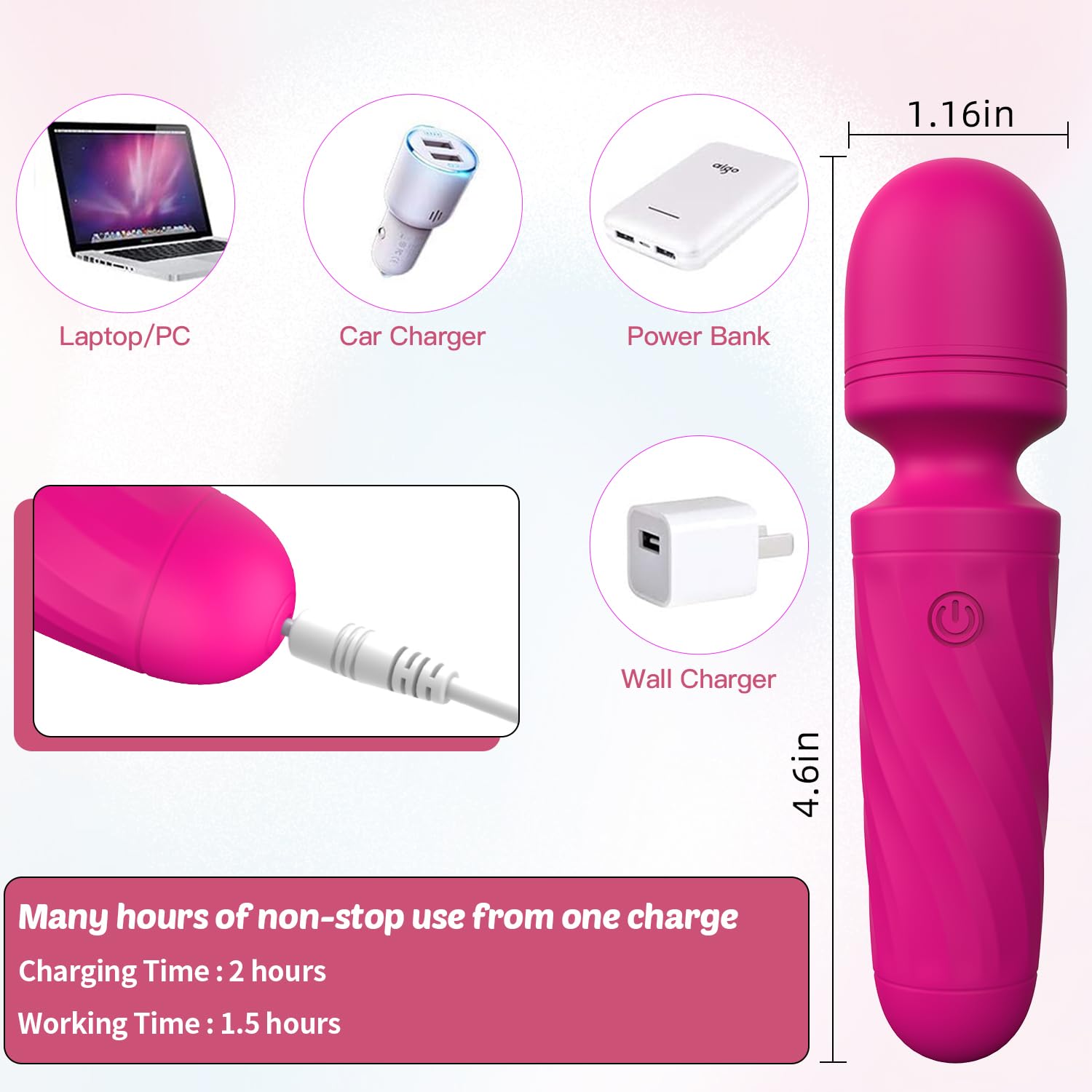 KINGWAND comparación de tamaño con una mano, ideal para viajes