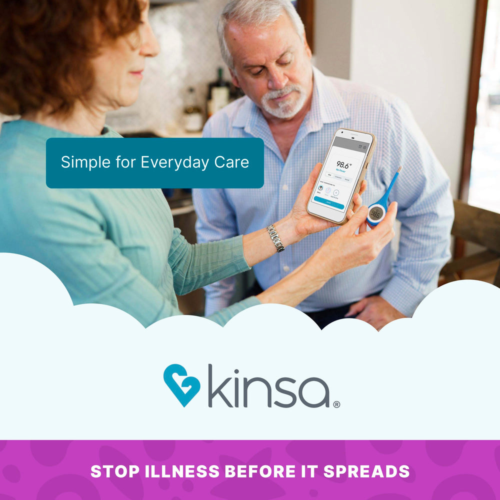 Embalaje de Kinsa QuickCare con instrucciones y accesorios incluidos