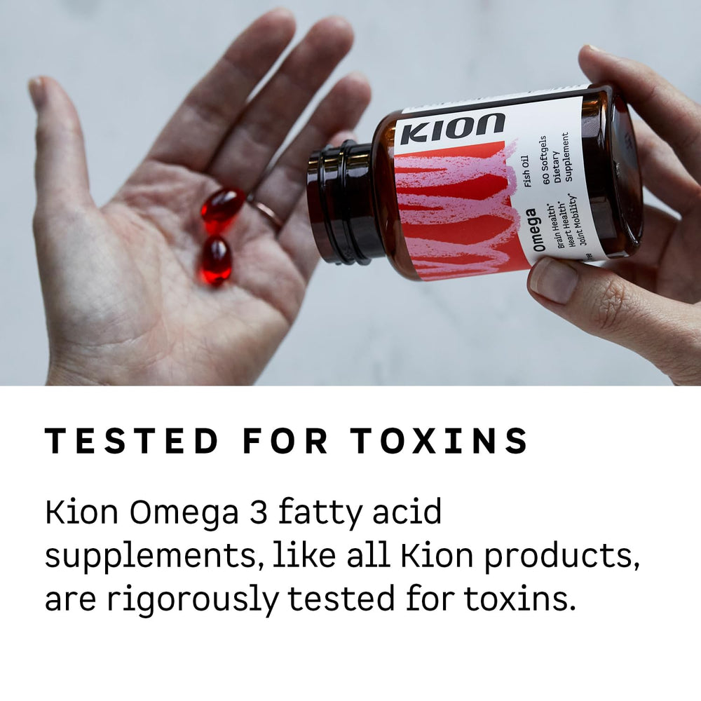 Kion Omega etiqueta con información nutricional, transparencia de ingredientes