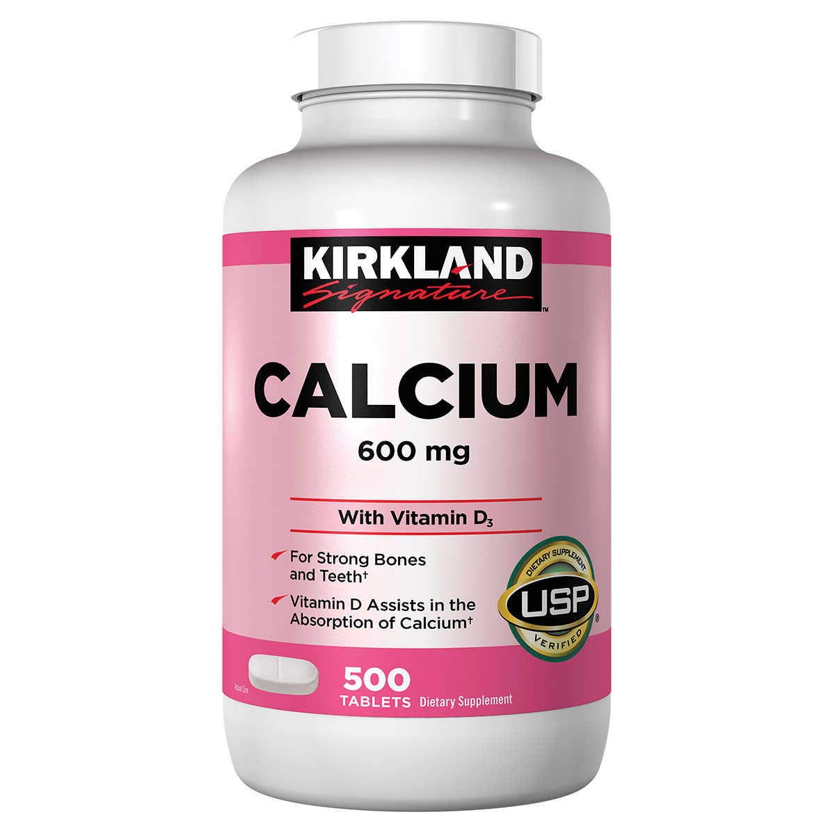 Kirkland Calcium 600 mg con D3, botella: apoyo diario a la salud ósea.