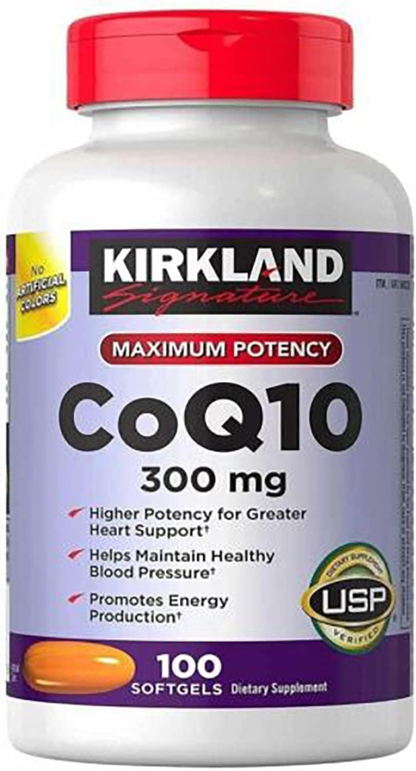 Kirkland CoQ10 300 mg, cápsulas blandas, apoyo a la producción de energía diaria.