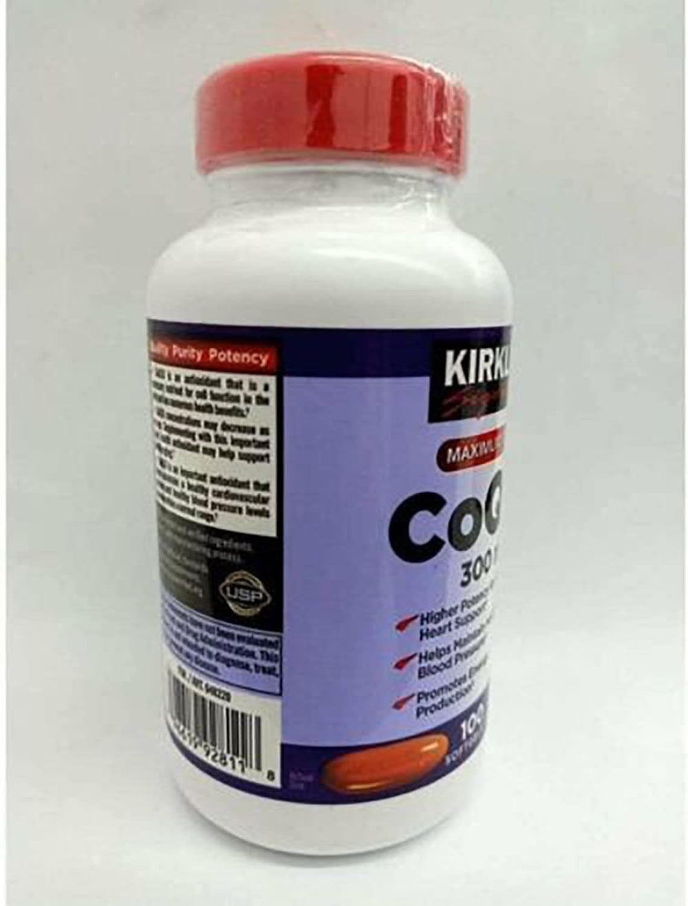 Presentación en caja de Kirkland CoQ10, formato práctico para el consumo cotidiano.