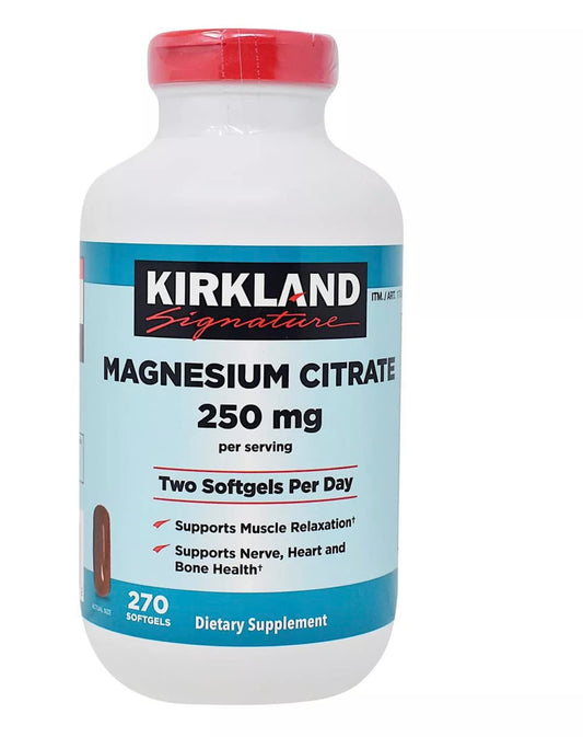 KIRKLAND Magnesio Citrato cápsulas suaves para uso diario