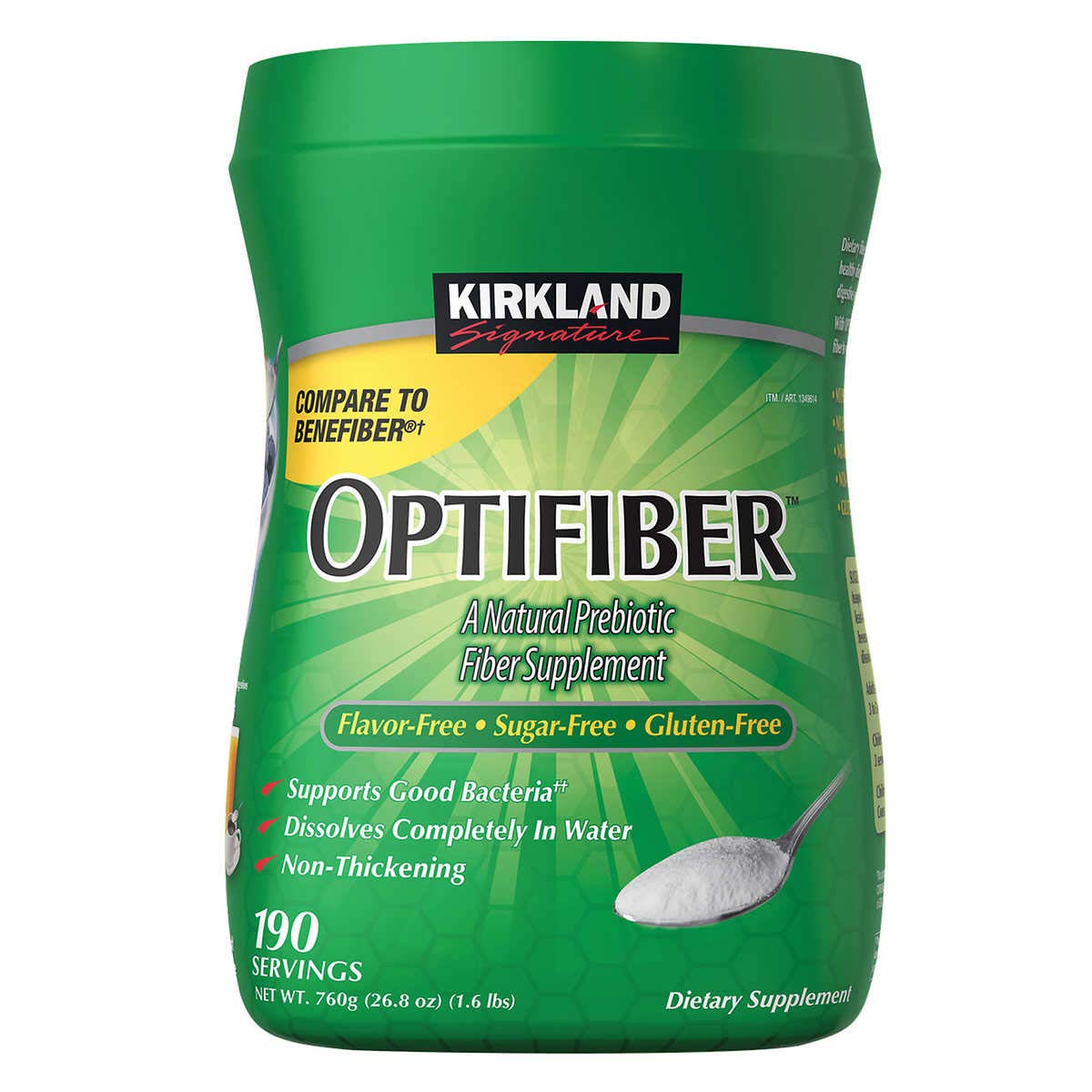 Kirkland OPTIFIBER en pote: fibra natural lista para la ingesta diaria.